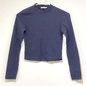 Mock Neck Long Sleeve in Navy Blue